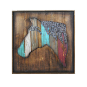 HiEnd Accents Colorful Horse Head Western Wall Art WD2409 Brown 80% wood + 20% metal 23.6x23.6x1.57