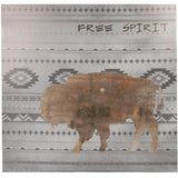 HiEnd Accents Free Spirit Aztec Buffalo Canvas Southwestern Wall Art WD2411 White, Brown canvas and wood 24x24x1.57