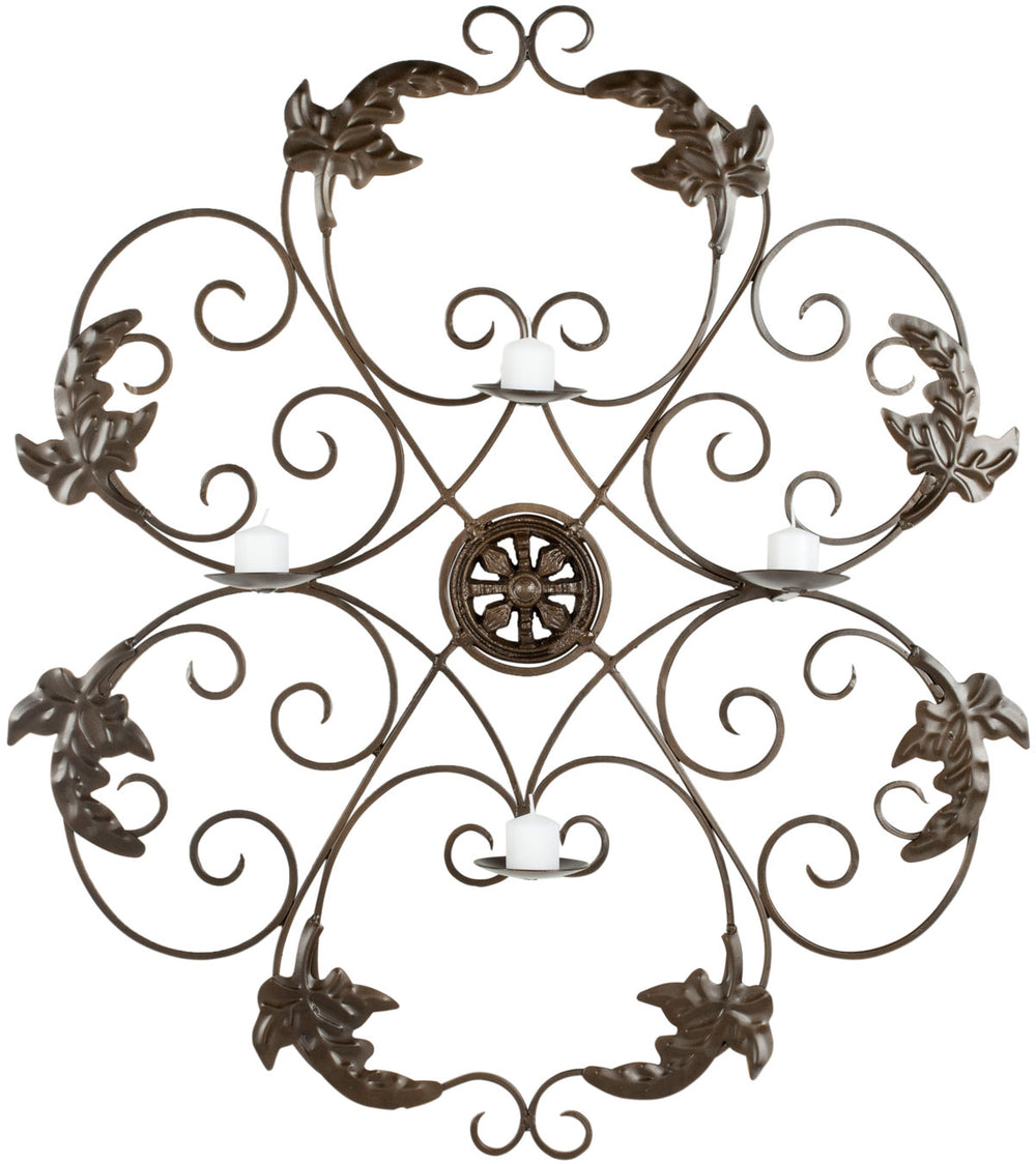 Pillar Wall Décor - Antique Bronze Candle Sconce with Charming Ivy Scrolls & Romantic Flicker