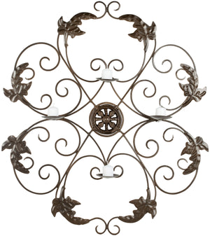 Pillar Wall Décor - Antique Bronze Candle Sconce with Charming Ivy Scrolls & Romantic Flicker