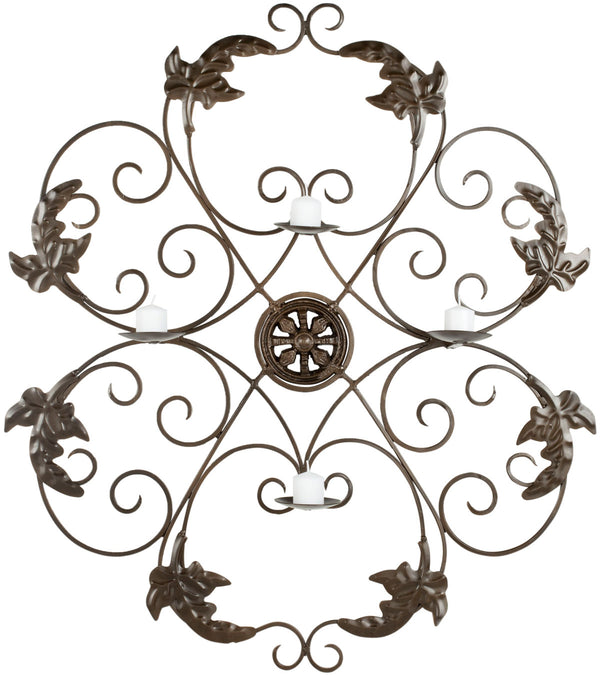 Pillar Wall Décor - Antique Bronze Candle Sconce with Charming Ivy Scrolls & Romantic Flicker