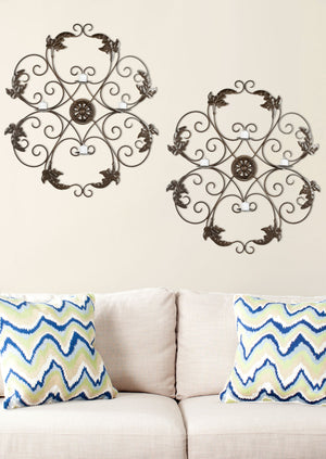 Pillar Wall Décor - Antique Bronze Candle Sconce with Charming Ivy Scrolls & Romantic Flicker