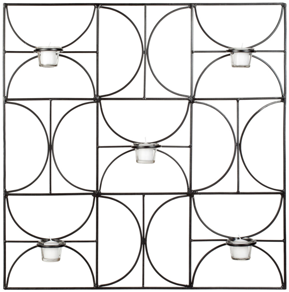 Roxy Art Deco Votive Wall Sconce – Elegant Black Iron & Glass Design with 5 Holders for Modern Charm