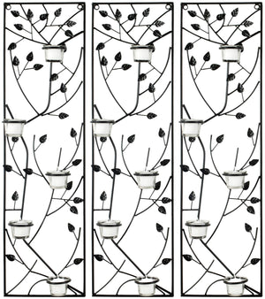 Margot Modern Black Iron Wall Sconce Set of 3 with Glass Candle Holders for Stunning Decor