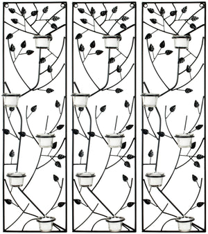 Margot Modern Black Iron Wall Sconce Set of 3 with Glass Candle Holders for Stunning Decor