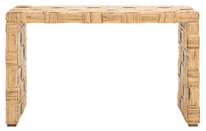 Solid Mango Wood Finish Console Table With Multi Level Shelf – English Elm