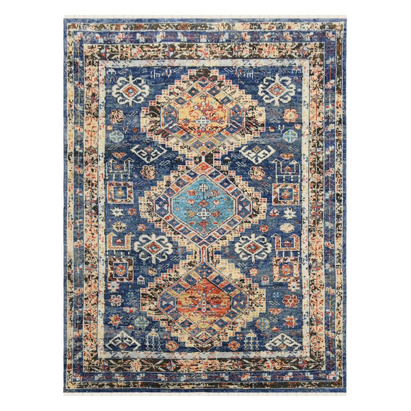 AMER Rugs Willow WIL-5 Hand-Knotted Tribal Southwestern Area Rug Blue 10' x 14'