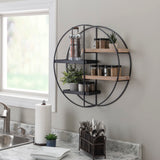 Lindell Round 4 Shelf Wall Storage Black