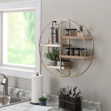 Lindell Round 4 Shelf Wall Storage Gold