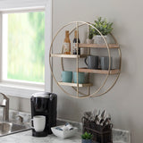 Lindell Round 4 Shelf Wall Storage Gold