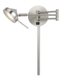 Cal Lighting LED 6W Zug Wall Swing Arm Reading Lamp. 3 Ft Wire Cover Included WL-2926-BS Brushed Steel WL-2926-BS