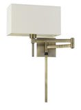 60W Robson Wall Swing Arm Reading Lamp with Rectangular Hardback Fabric Shade. 3 Ft Wire Cover Included.