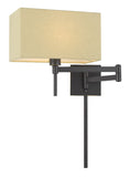 Cal Lighting 60W Robson Wall Swing Arm Reading Lamp with Rectangular Hardback Fabric Shade. 3 Ft Wire Cover Included. WL-2930-DB Dark Bronze WL-2930-DB