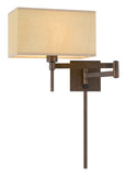 Cal Lighting 60W Robson Wall Swing Arm Reading Lamp with Rectangular Hardback Fabric Shade. 3 Ft Wire Cover Included. WL-2930-RU Rust WL-2930-RU