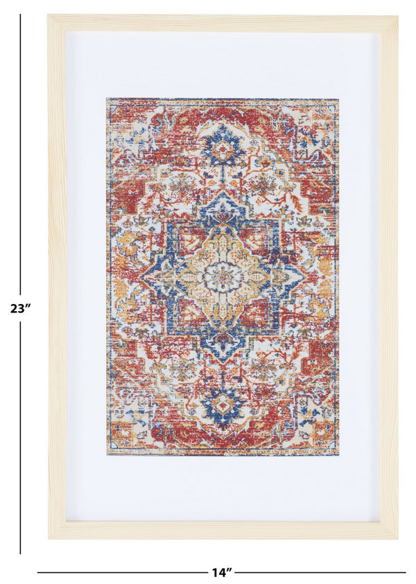 Safavieh Lonqu 23" Red/Navy Framed Textile Wall Art WLA1003A