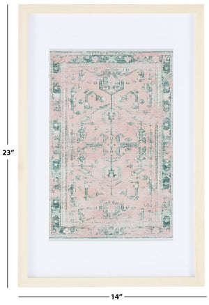 Safavieh Historia 23" Green/Pink Framed Textile Wall Art WLA1005A