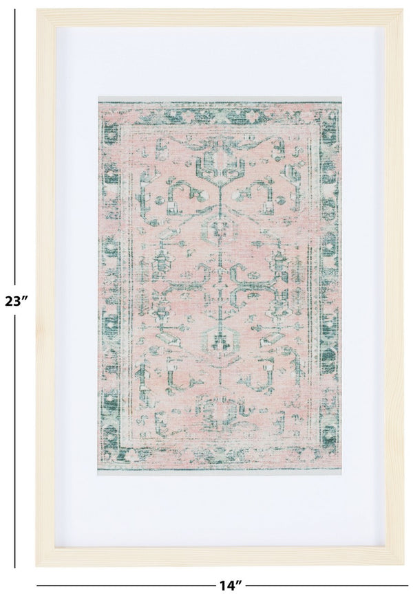 Safavieh Historia 23" Green/Pink Framed Textile Wall Art WLA1005A