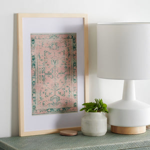 Safavieh Historia 23" Green/Pink Framed Textile Wall Art WLA1005A