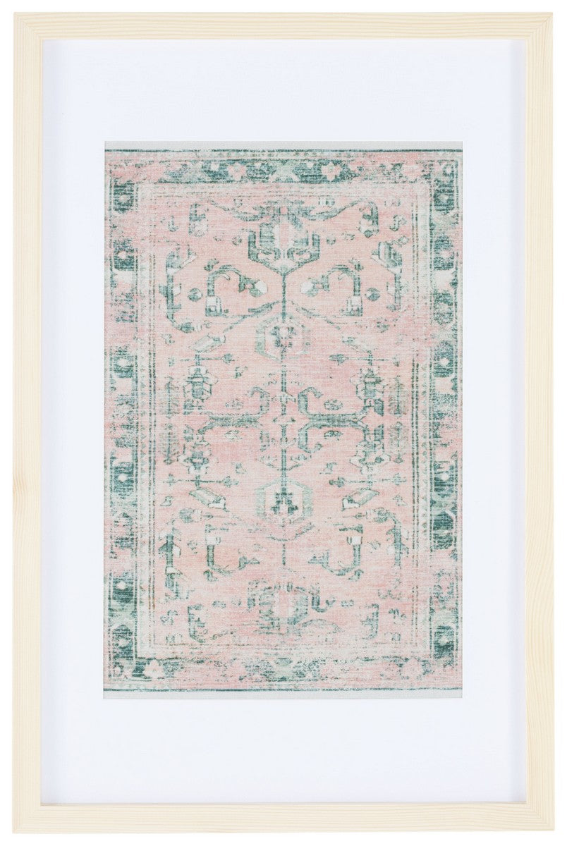 Safavieh Historia 23" Green/Pink Framed Textile Wall Art WLA1005A