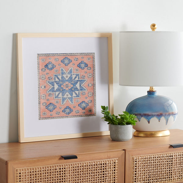 Safavieh Harjo 18" Terracotta/Blue Framed Textile Wall Art WLA1009A