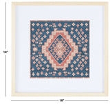 Safavieh Hattori 18" Navy/Orange Framed Textile Wall Art WLA1010A