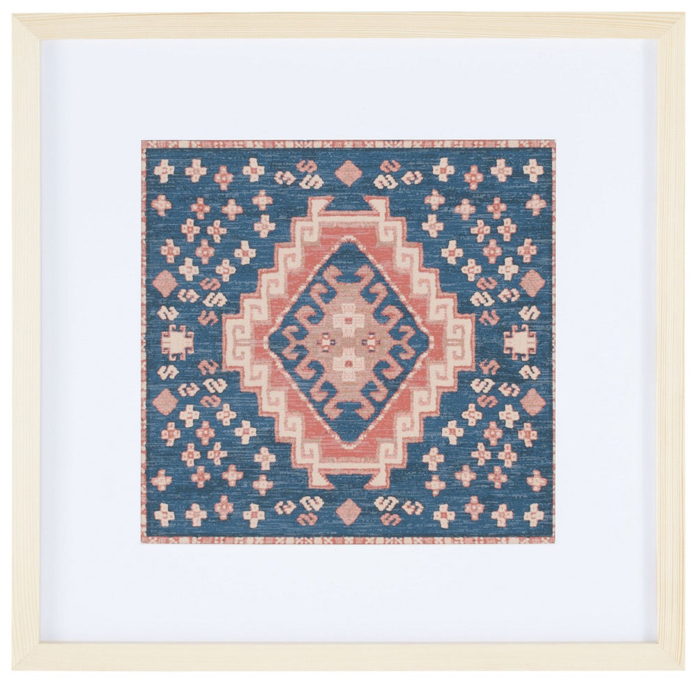 Safavieh Hattori 18" Navy/Orange Framed Textile Wall Art WLA1010A