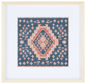 Safavieh Hattori 18" Navy/Orange Framed Textile Wall Art WLA1010A