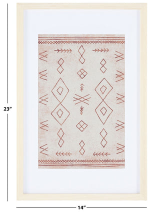 Safavieh Rika 23" Rust/Beige Framed Textile Wall Art WLA1012A