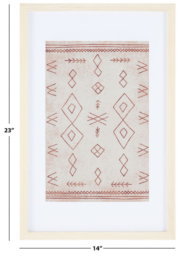 Safavieh Rika 23" Rust/Beige Framed Textile Wall Art WLA1012A