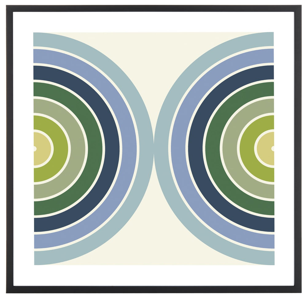 Safavieh Put Your Records On, 24 X 24 Inch, Blue/Spring Green, Framed Wall Art Blue / Spring Green Paper / Polystyrene Frame / Perpex Glass WLA2044A