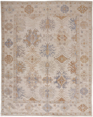 Wendover Eco Friendly PET Oushak Rug, Ivory/Tan/Stone Blue, 2ft x 3ft Accent Rug