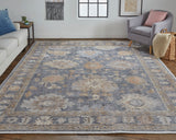 Wendover Eco Friendly PET OushakAccent Rug, Stone Blue/Apricot Tan, 2ft x 3ft