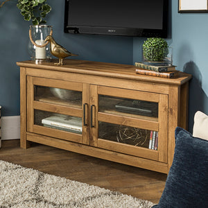 44" Transitional Modern Farmhouse Corner TV Stand Barnwood