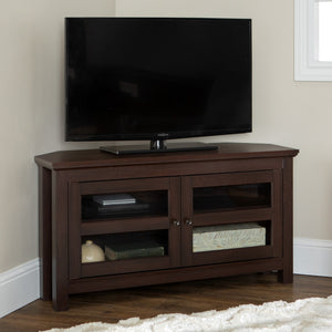 44" Transitional Modern Farmhouse Corner TV Stand Espresso