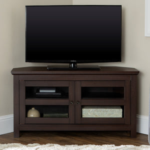 44" Transitional Modern Farmhouse Corner TV Stand Espresso