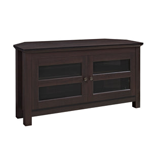 44" Transitional Modern Farmhouse Corner TV Stand Espresso
