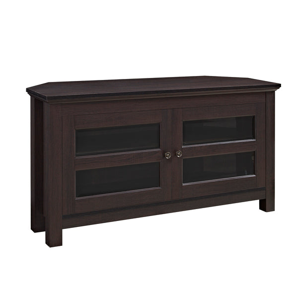 44" Transitional Modern Farmhouse Corner TV Stand Espresso