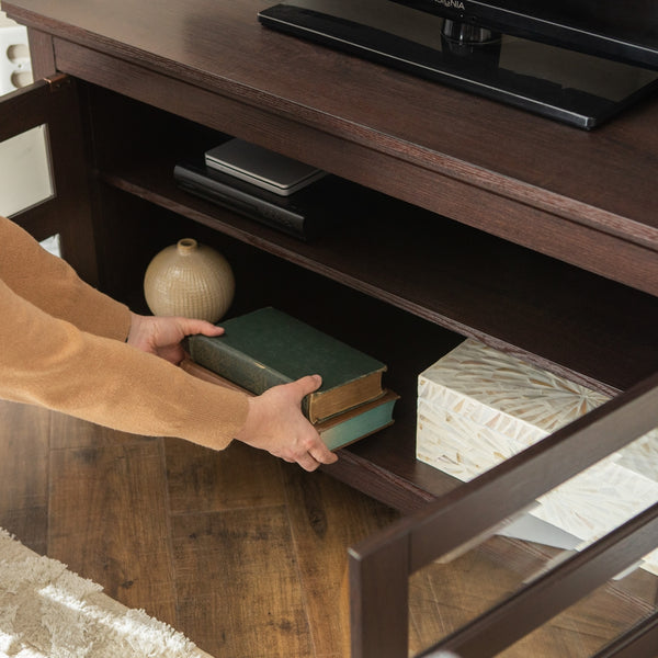 44" Transitional Modern Farmhouse Corner TV Stand Espresso