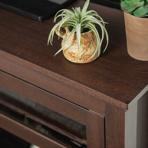 44" Transitional Modern Farmhouse Corner TV Stand Espresso