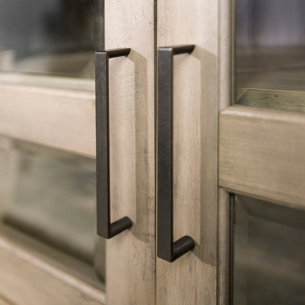 44" Transitional Modern Farmhouse Corner TV Stand Grey Wash