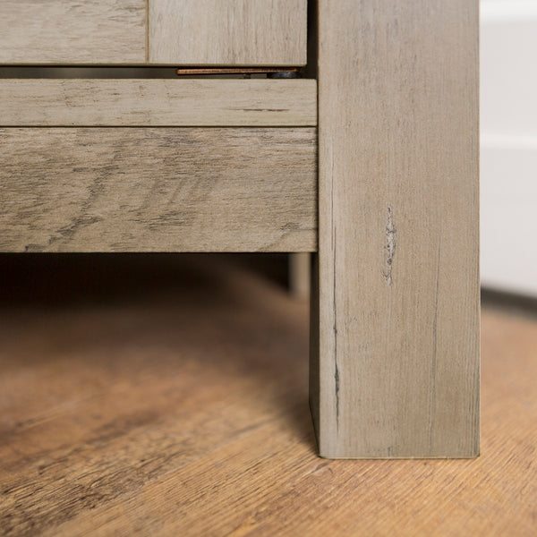 44" Transitional Modern Farmhouse Corner TV Stand Grey Wash