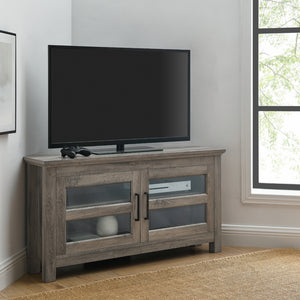 WQ44CCRGW - 44" Transitional Modern Farmhouse Corner TV Stand Barnwood
