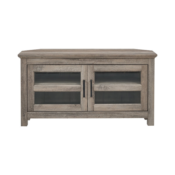 44" Transitional Modern Farmhouse Corner TV Stand Grey Wash