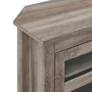 44" Transitional Modern Farmhouse Corner TV Stand Grey Wash