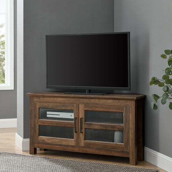 WQ44CCRRO - 44" Transitional Modern Farmhouse Corner TV Stand Barnwood