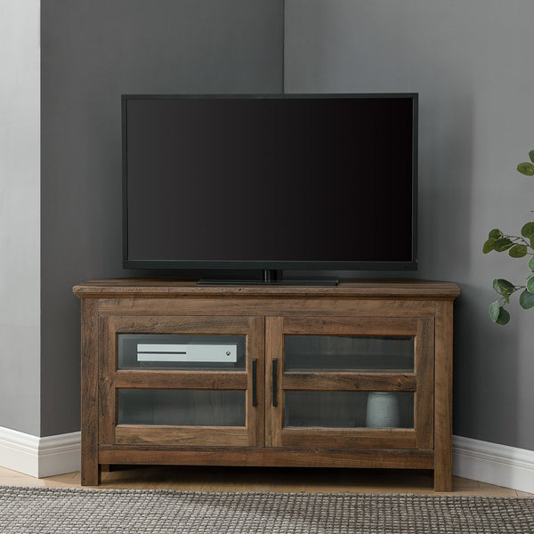 WQ44CCRRO - 44" Transitional Modern Farmhouse Corner TV Stand Barnwood