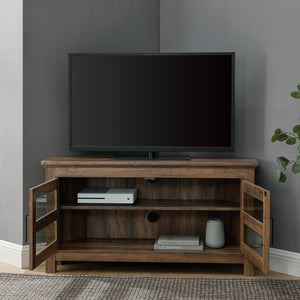 WQ44CCRRO - 44" Transitional Modern Farmhouse Corner TV Stand Barnwood