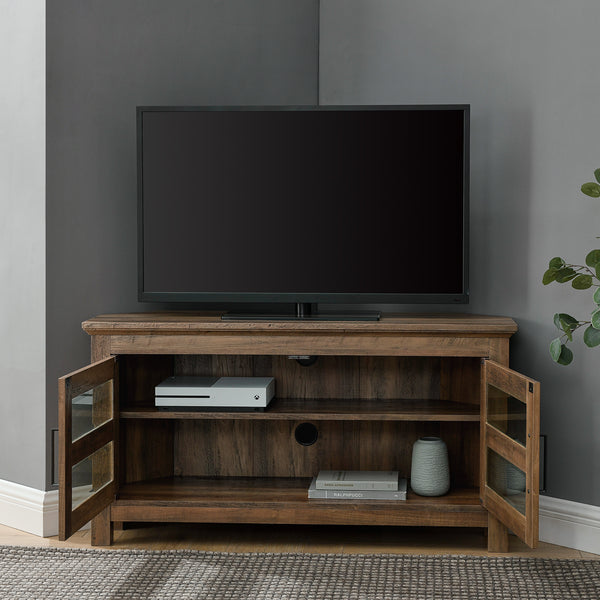WQ44CCRRO - 44" Transitional Modern Farmhouse Corner TV Stand Barnwood