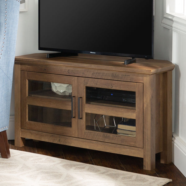 44" Transitional Modern Farmhouse Corner TV Stand Rustic Oak