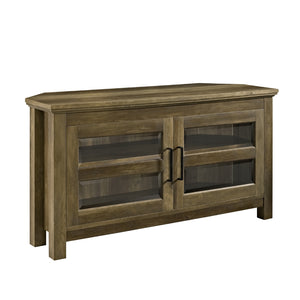 44" Transitional Modern Farmhouse Corner TV Stand Rustic Oak